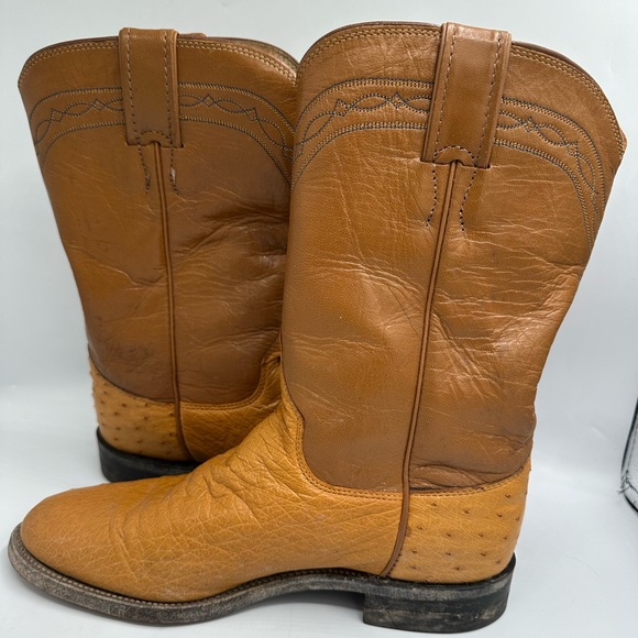 Justin Vintage Ostrich Leather Western Boots Women’s Size 6 B - Picture 4 of 10